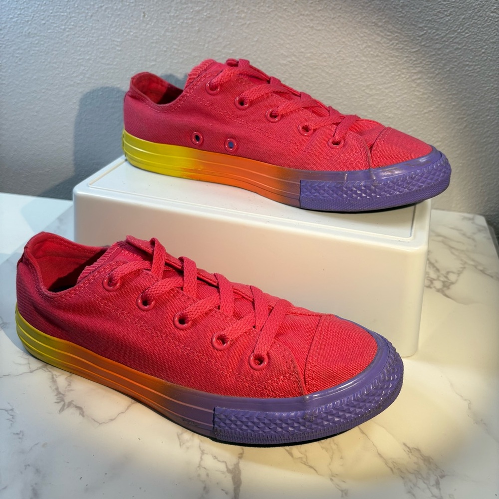 Converse Chuck Taylor All Star Pink Rainbow Low Top Junior Sneakers size 3